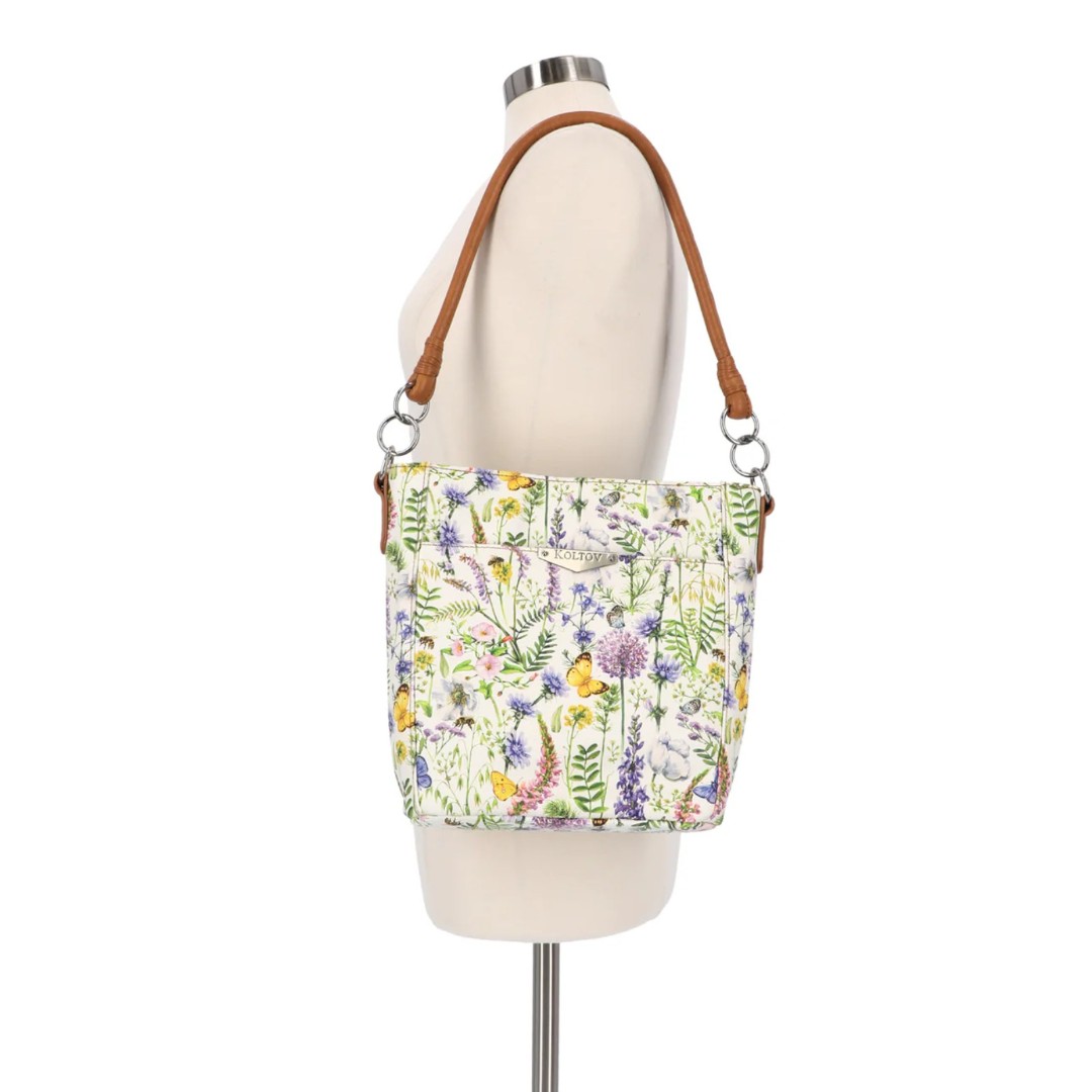 Koltov Ginny Bucket Bag Flowers Spring Summer Winter Chic Cute Casual SZ OS: NWT