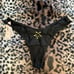 XS black thong with star hardware