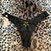 XS black thong with star hardware