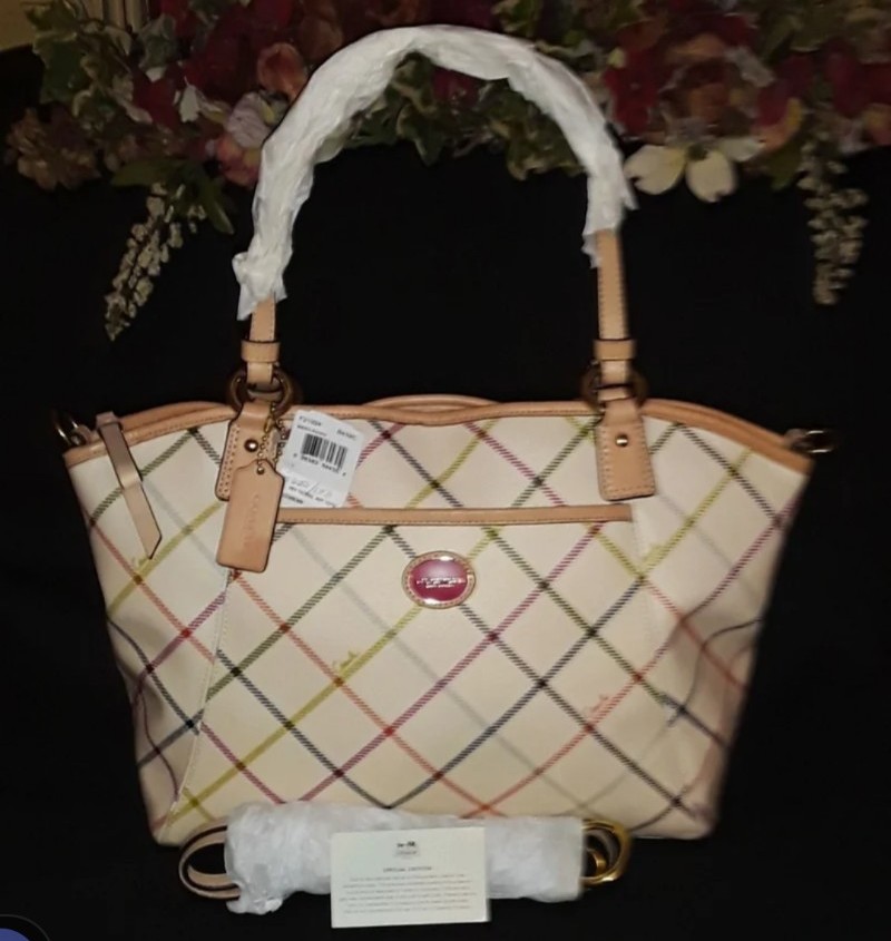 Coach Purse Peyton Plaid Tattersall Signature Est.1941 Lmtd Ed 2 way Crossbody
