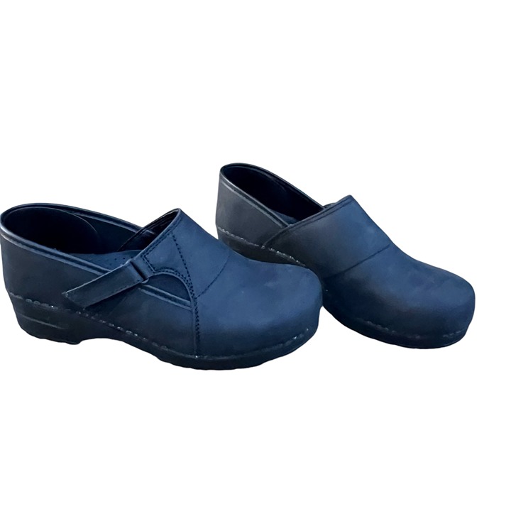 DANSKO Sz 42 10.5 Adjustable Pita Black Oiled Leather Clogs made in Poland