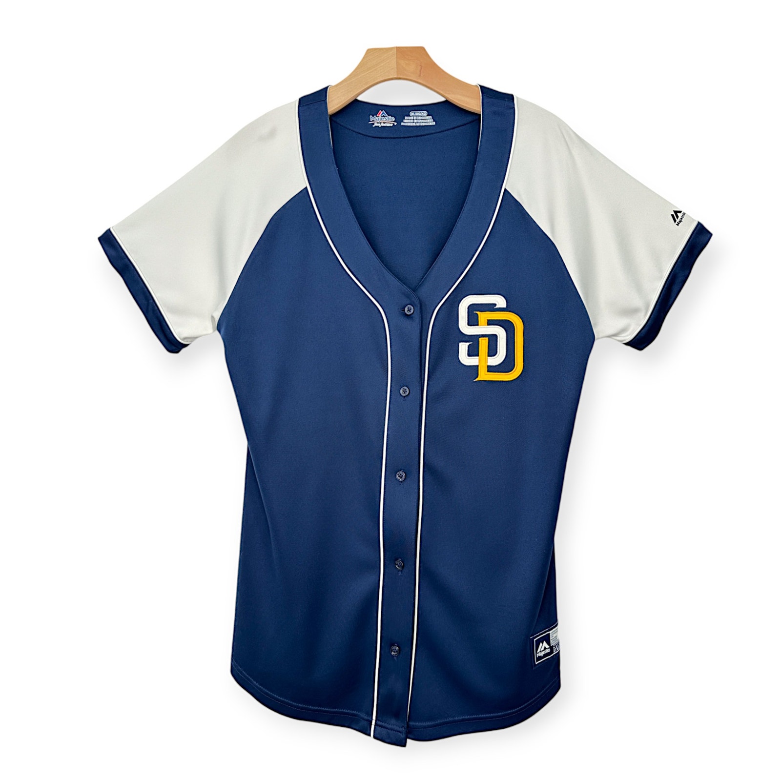 MLB San Diego Padres Women's XL Majestic Fan Fashion Navy / White Replica Jersey