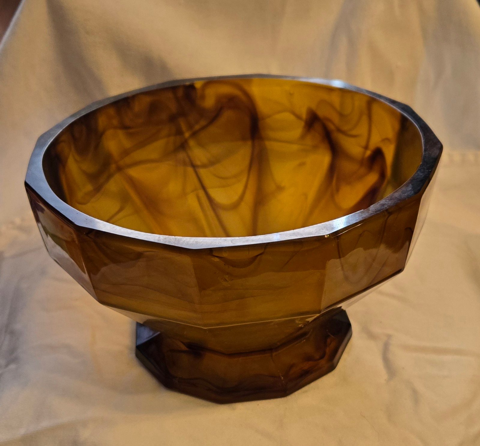 Davidson Amber Smoke Art Deco Bowl