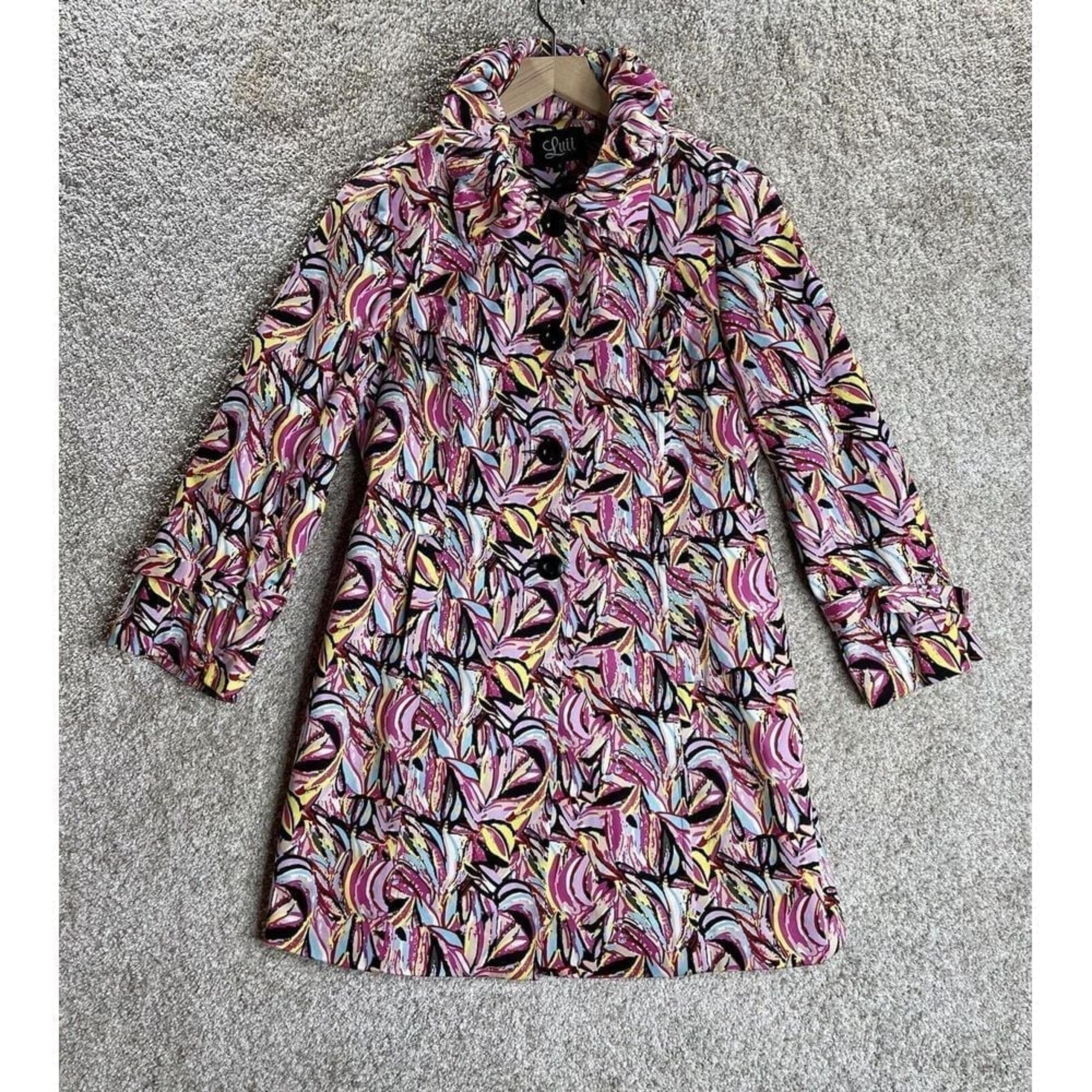 Anthropologie Luii Trench Coat Jacket Women's Small Full Color Button Up Lined