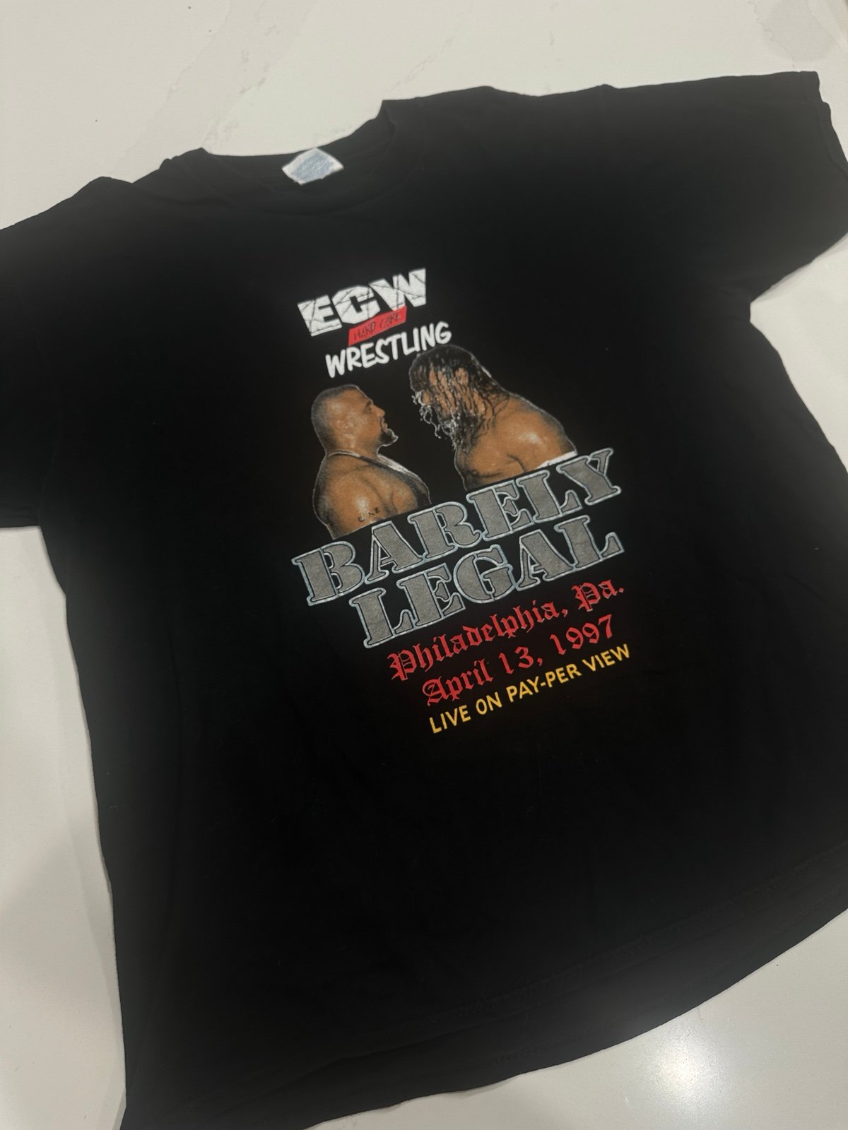 1997 Vintage ECW Barely L’egal PPV Taz Sabu Promo T-Shirt Match Card