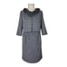 Danny & Nicole Tweed Dress Suit Size 8P Ruffled Collar Cropped Open Blazer Black
