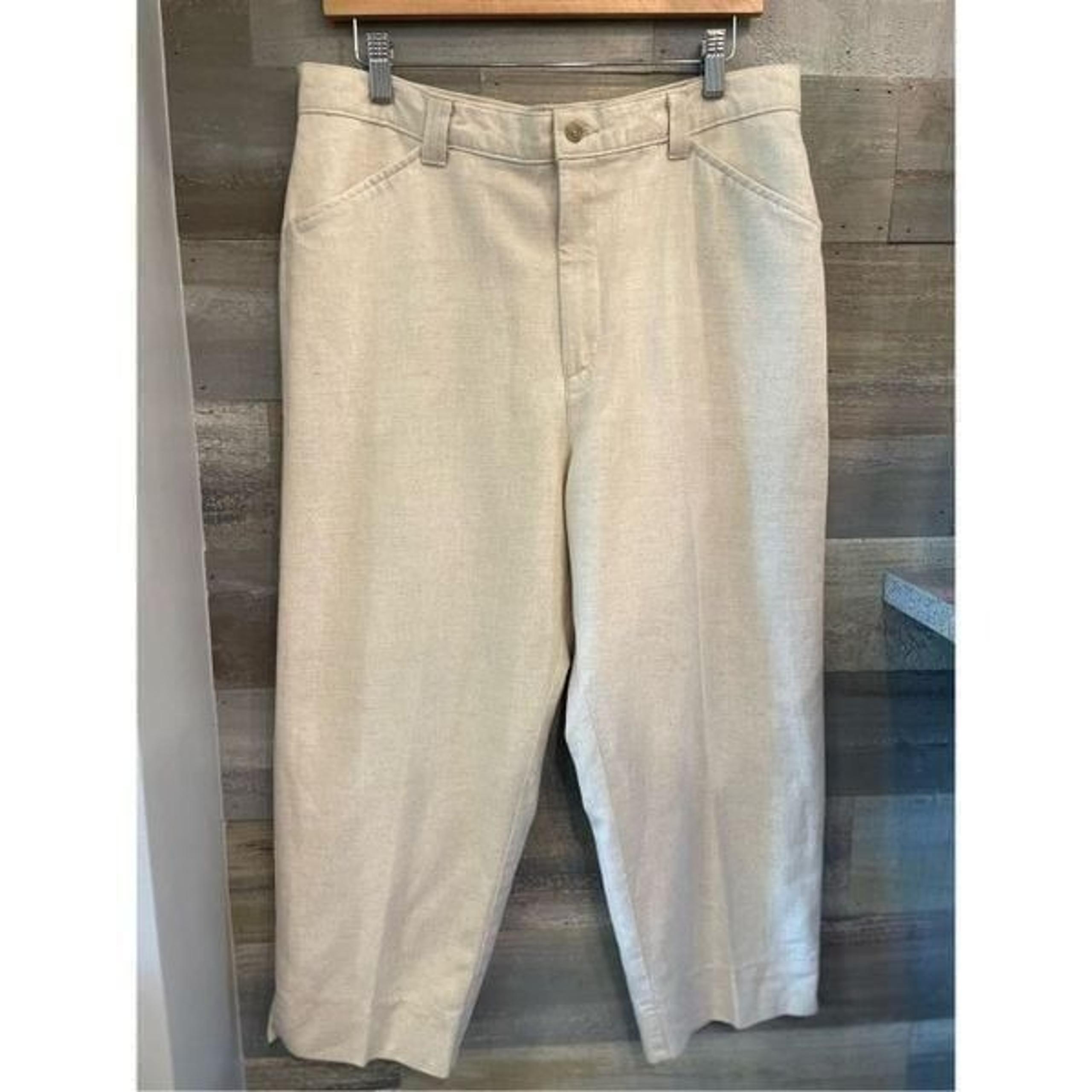 Lee riders 14P women’s cotton/linen blend flat front cropped hem dress pants VGT