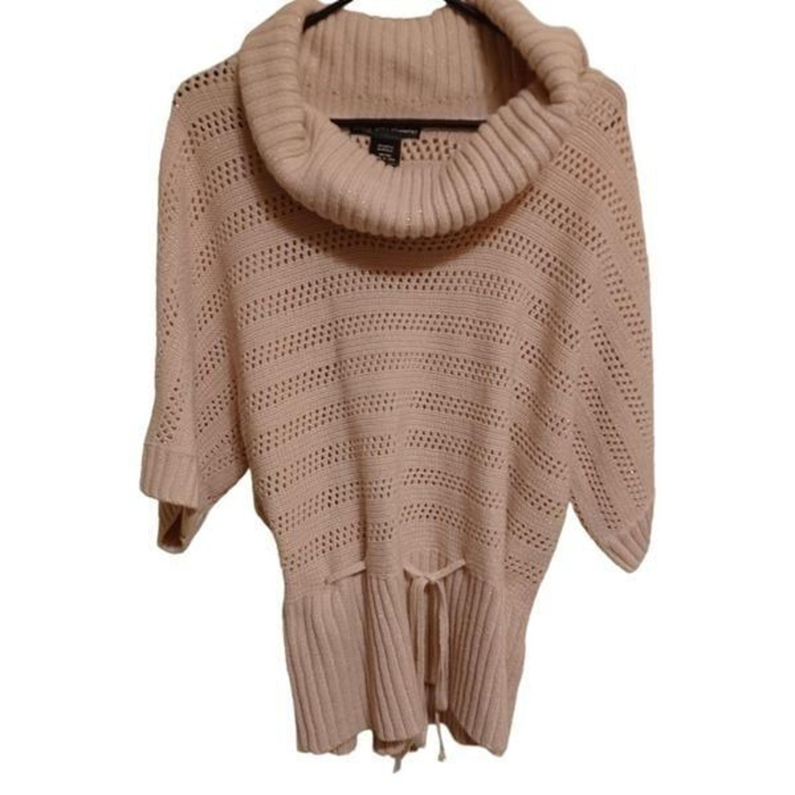 United States Sweaters Cream/Gold Metallic Cowl Neck Size Large