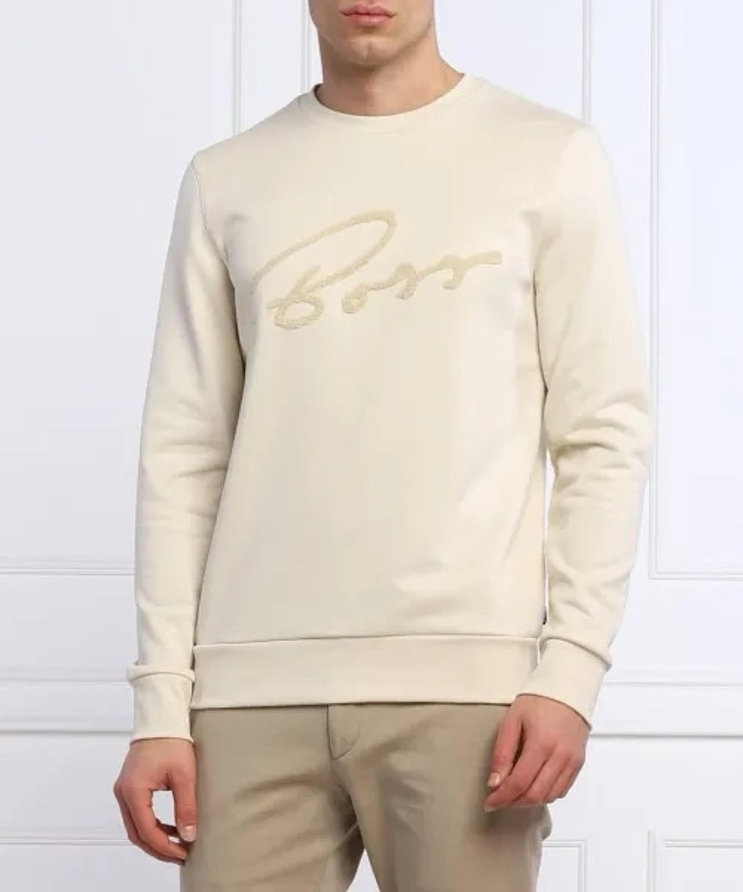 HUGO BOSS EMBROIDERED BEIGE SWEATSHIRT MENS XL
