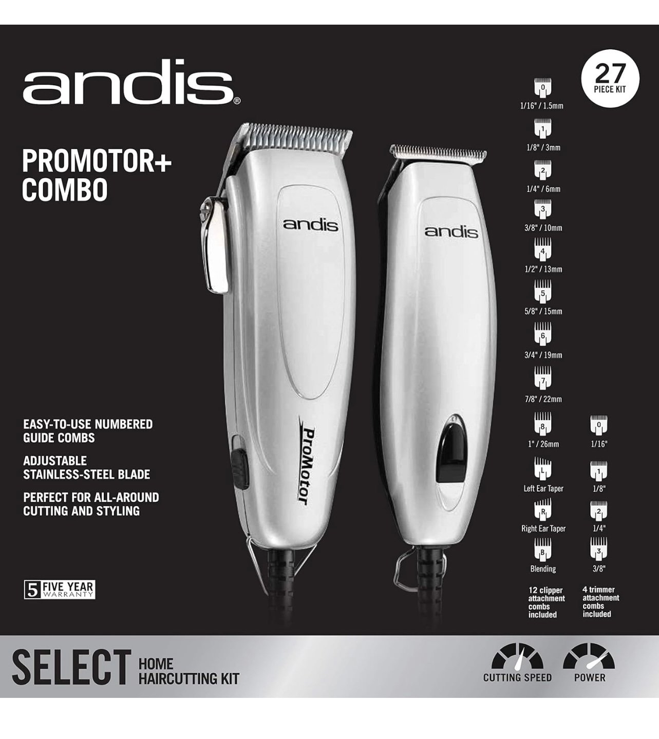 Andis Promotor Combo 27-piece Haircutting Kit
