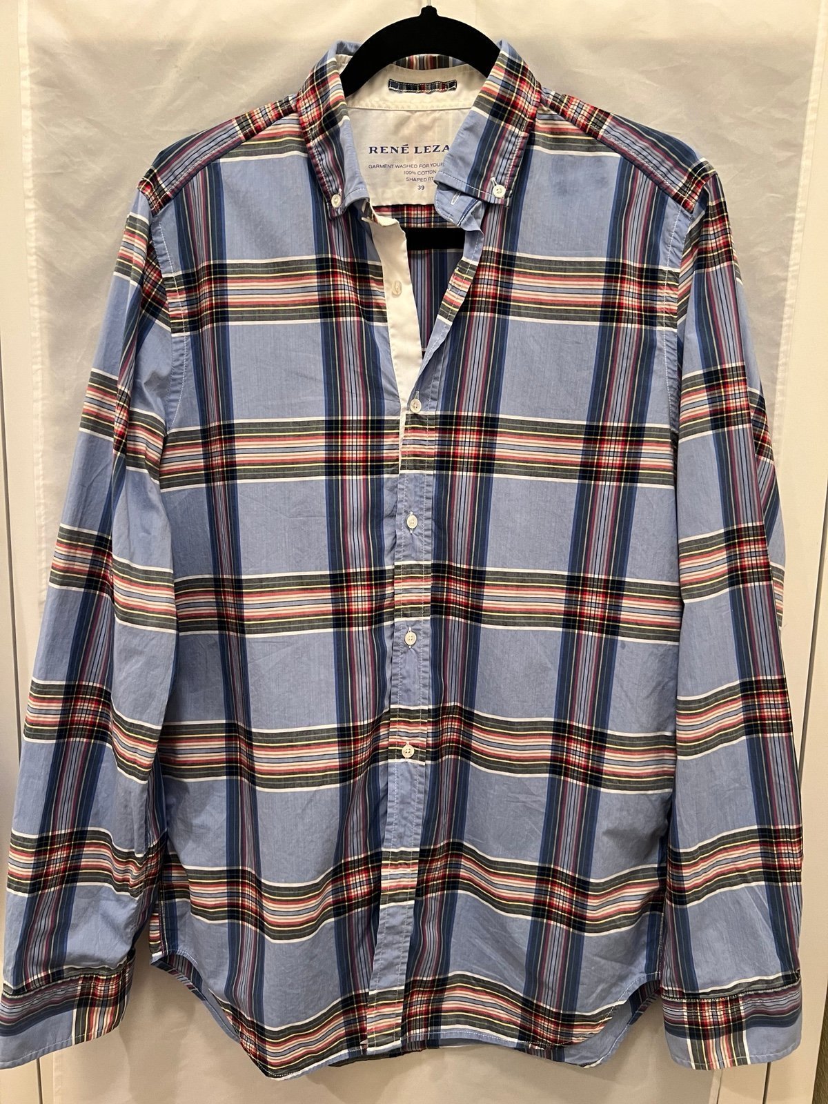 Rene Lezard Men’s Cotton Casual Shirt Shaped Fit Blue