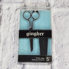 Gingher 5 Knife-Edge Sewing Scissors Leather Sheath For Quilting & Embroidery