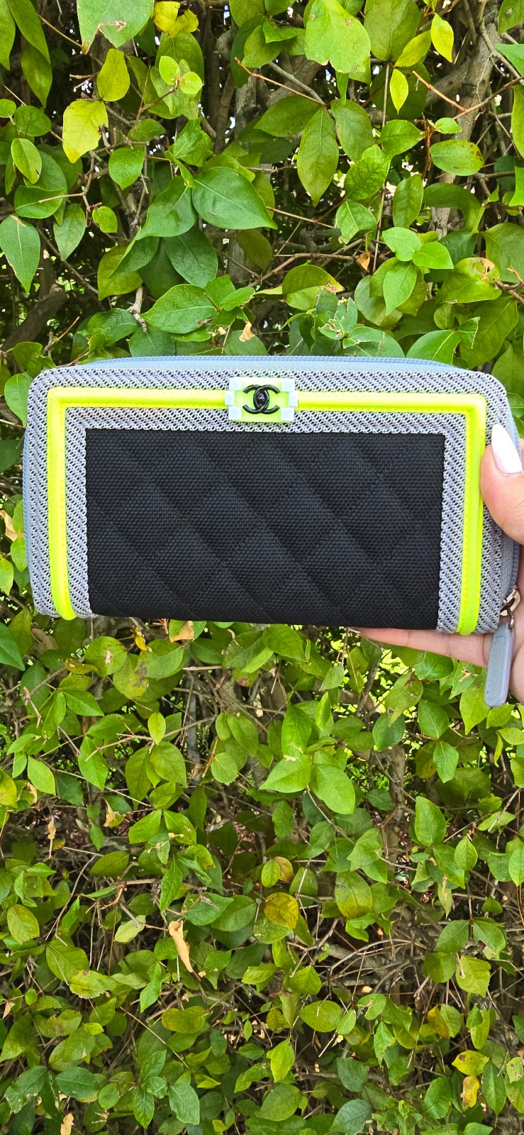 Chanel Canvas Quilted Large Fluo Boy Zip Around Wallet LIMITED EDITION