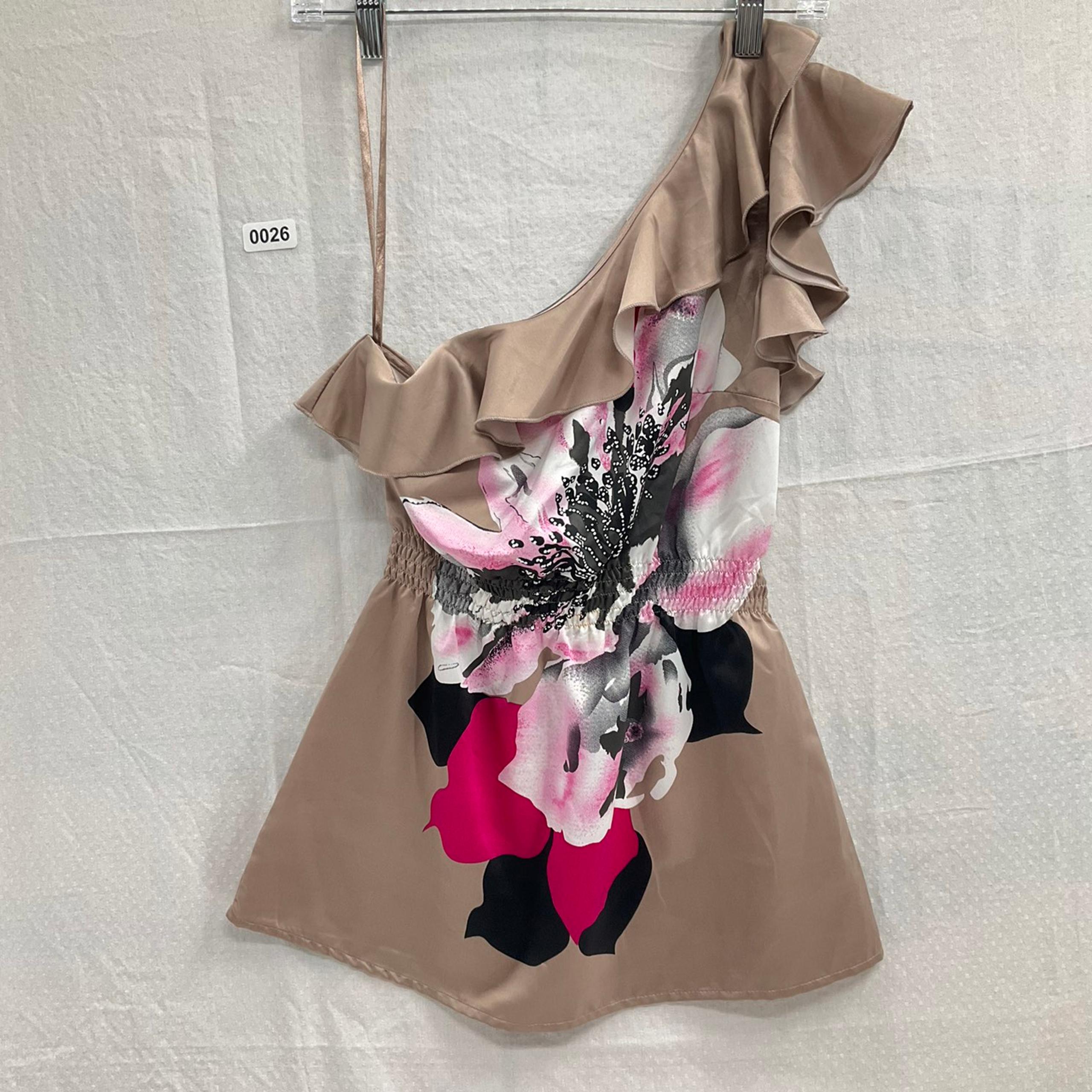 Rue21 Women's One Shoulder Blouse Size S Beige Floral