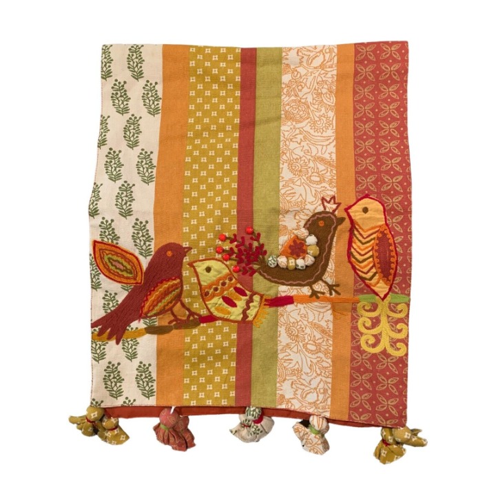 Pier 1 Imports 14 x 72 Table Runner with Beaded and Embroidered Birds