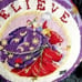 Vtg Believe Santa Needlepoint Decor Pillow