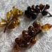 Vintage Amber hand blown glass grapes W/ Leave 7” Trio