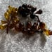 Vintage Amber hand blown glass grapes W/ Leave 7” Trio