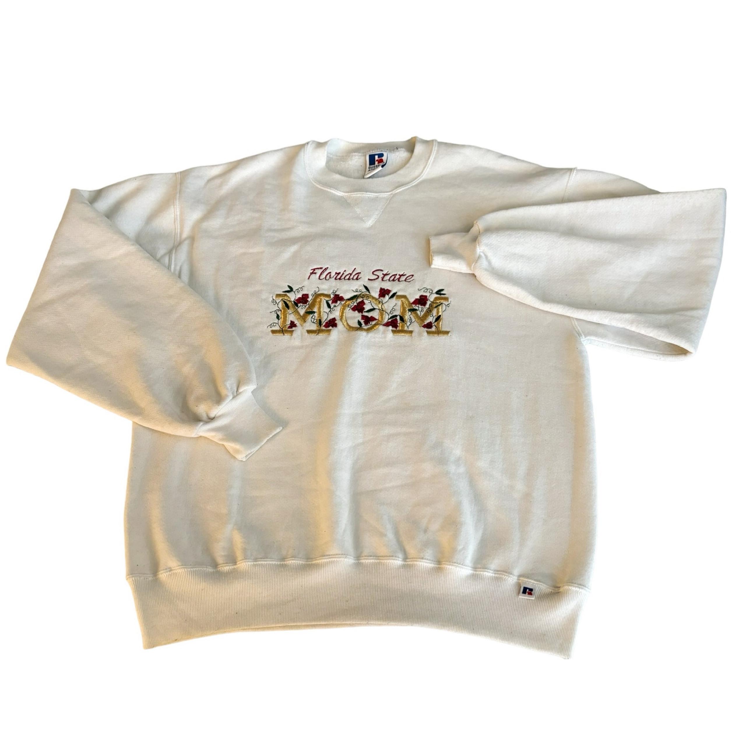 Russell Athletic White Florida State Mom Sweatshirt Womens Size L