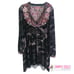 Johnny Was Women Embroidered Tunic Top Black Burnout Velvet Floral Silk S 380
