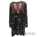 Johnny Was Women Embroidered Tunic Top Black Burnout Velvet Floral Silk S 380