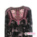 Johnny Was Women Embroidered Tunic Top Black Burnout Velvet Floral Silk S 380