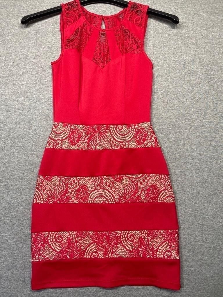 Women's Trixxi Red Lace Bodycon Dress Size S
