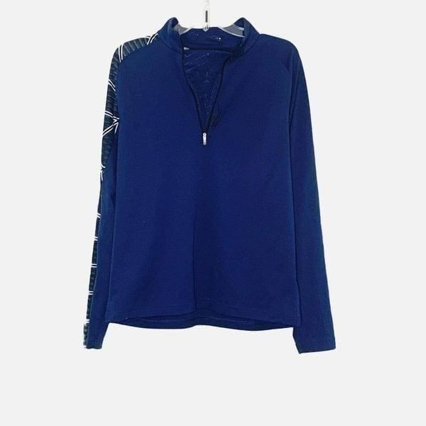 Men’s Spyder Light Weight Quarter Zip Blue Web Long Sleeves Black Medium