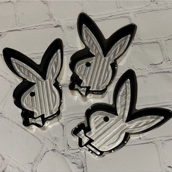 Rare Vintage Playboy bunny chrome ashtrays zipper spirograph set of 3 vintage