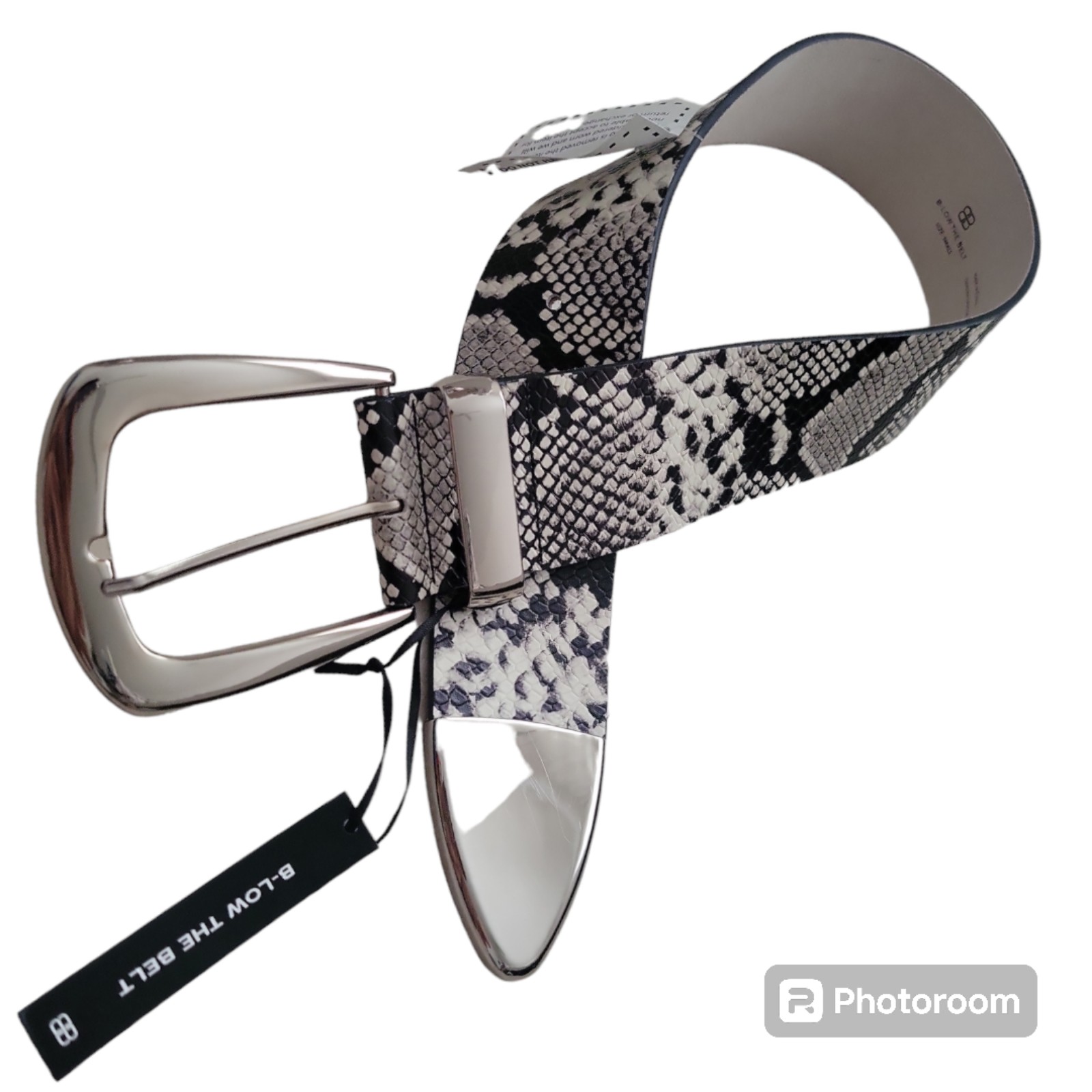 Bellow The Belt Thick Statement Python Snake Print Leather Waist Belt Size S