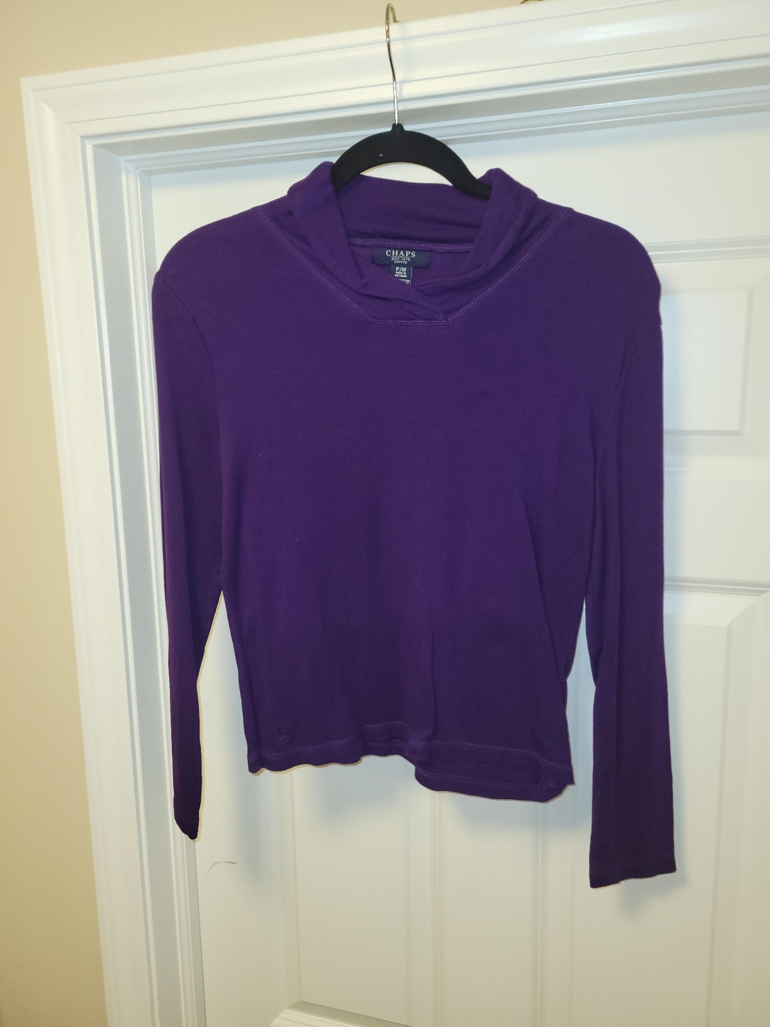 ladies Chaps Petite Medium Cotton Purple Sweater . Condition is Pre-owned.
