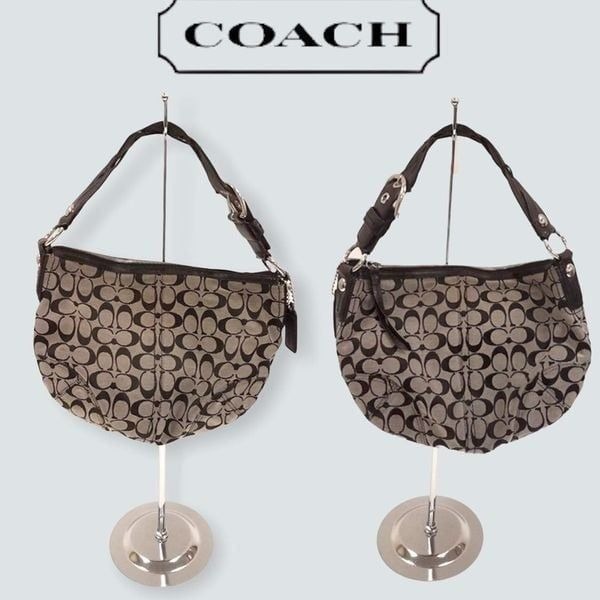 Coach black signature hobo handbag