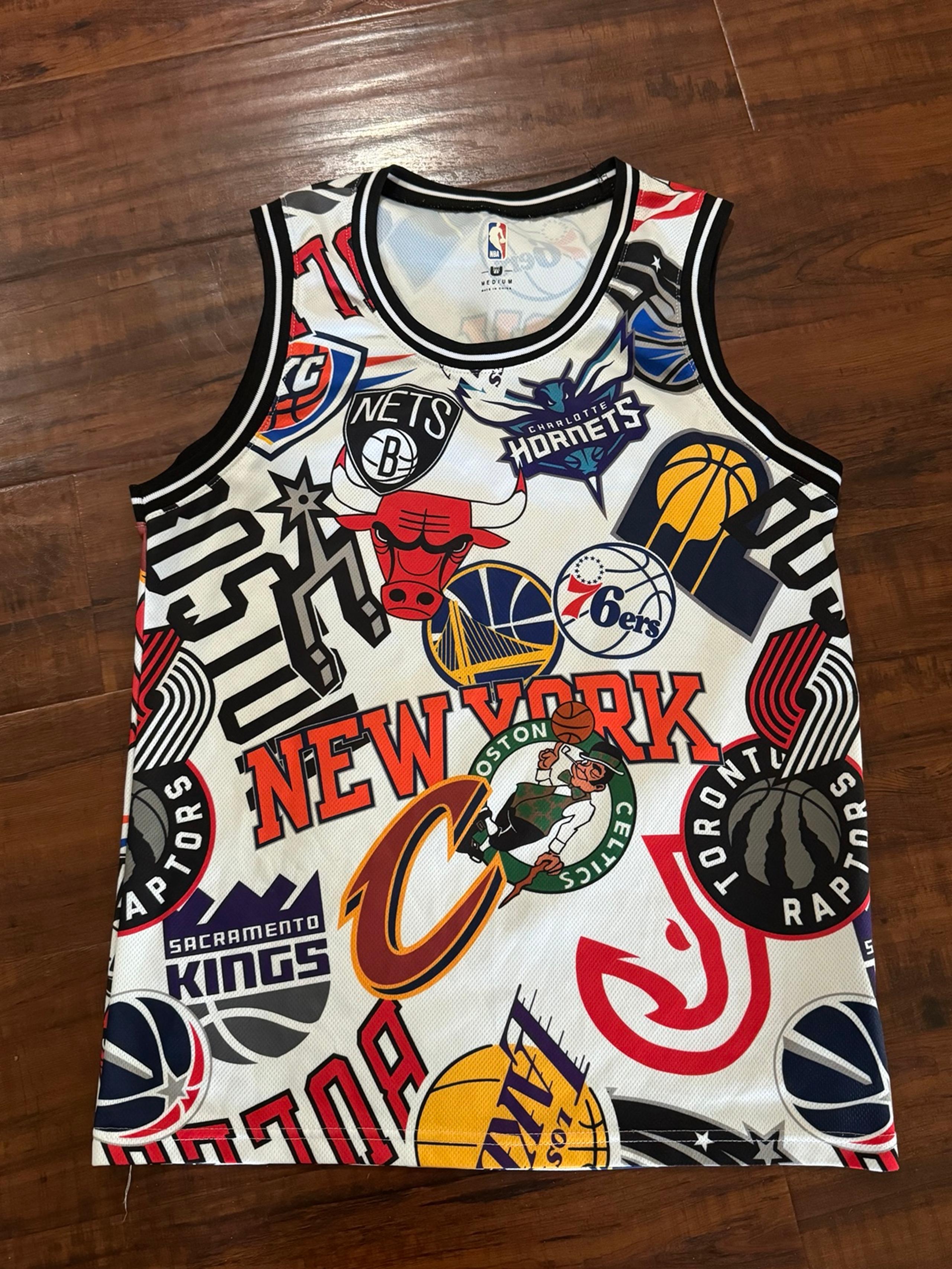 NBA Team Logo Mens Basketball Medium Jersey Logo White Iron on Logo