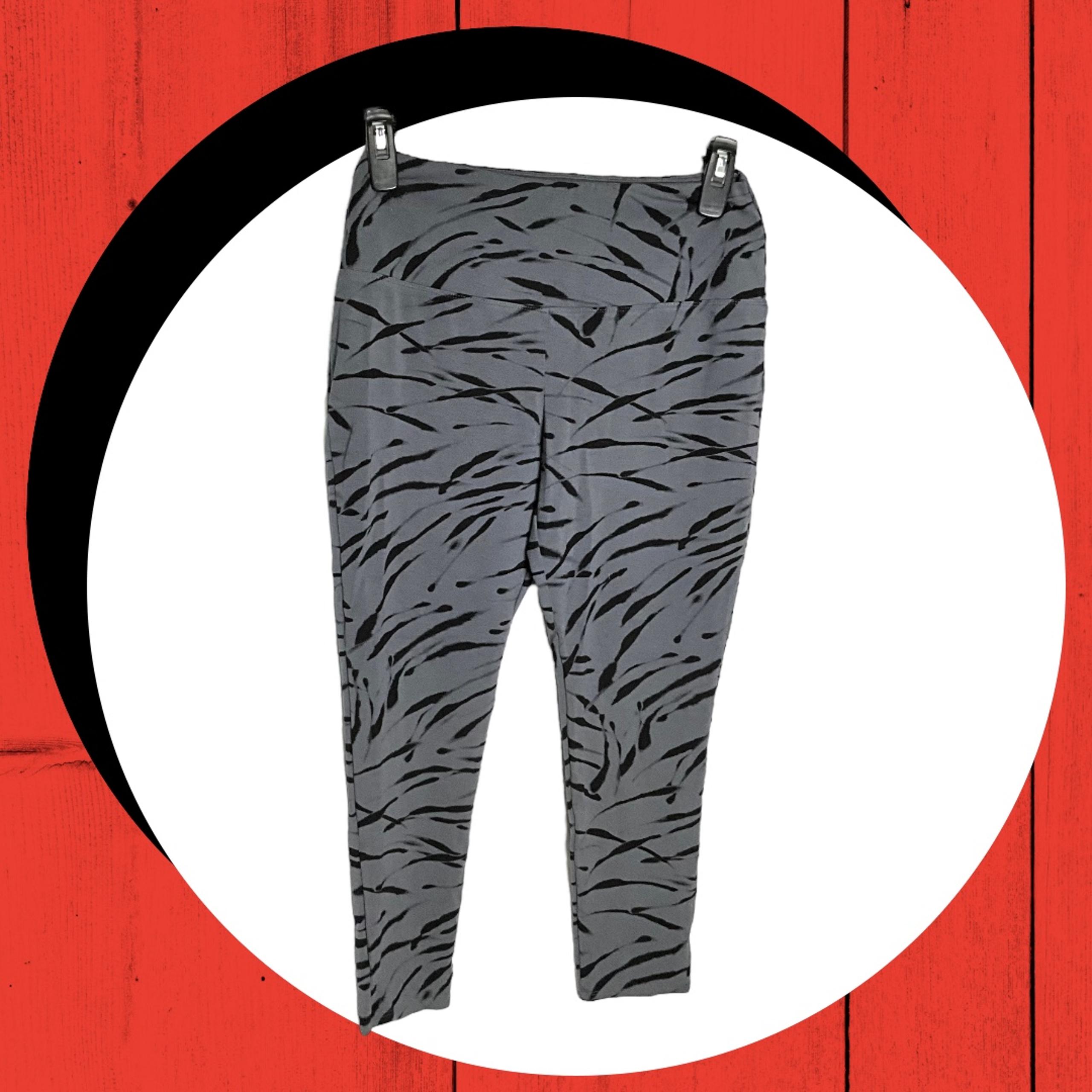 Rachel Zoe Gray w Black Zebra Striping Leggings Women L