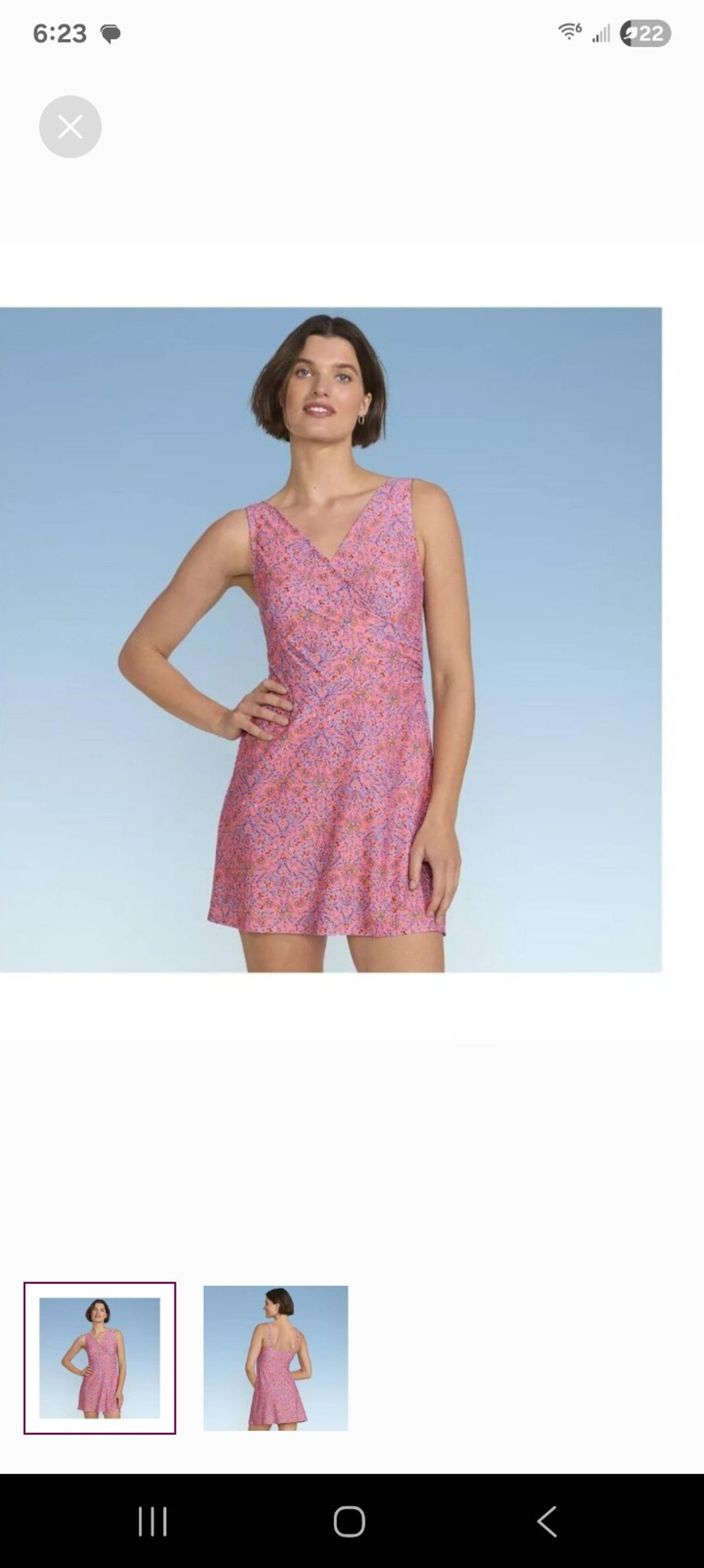Lands' End Pink Floral Women's Swim Dress Size XL NEW