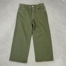 Loft The Wide Leg High Rise Crop Jeans Olive Green Size Petite 6 28