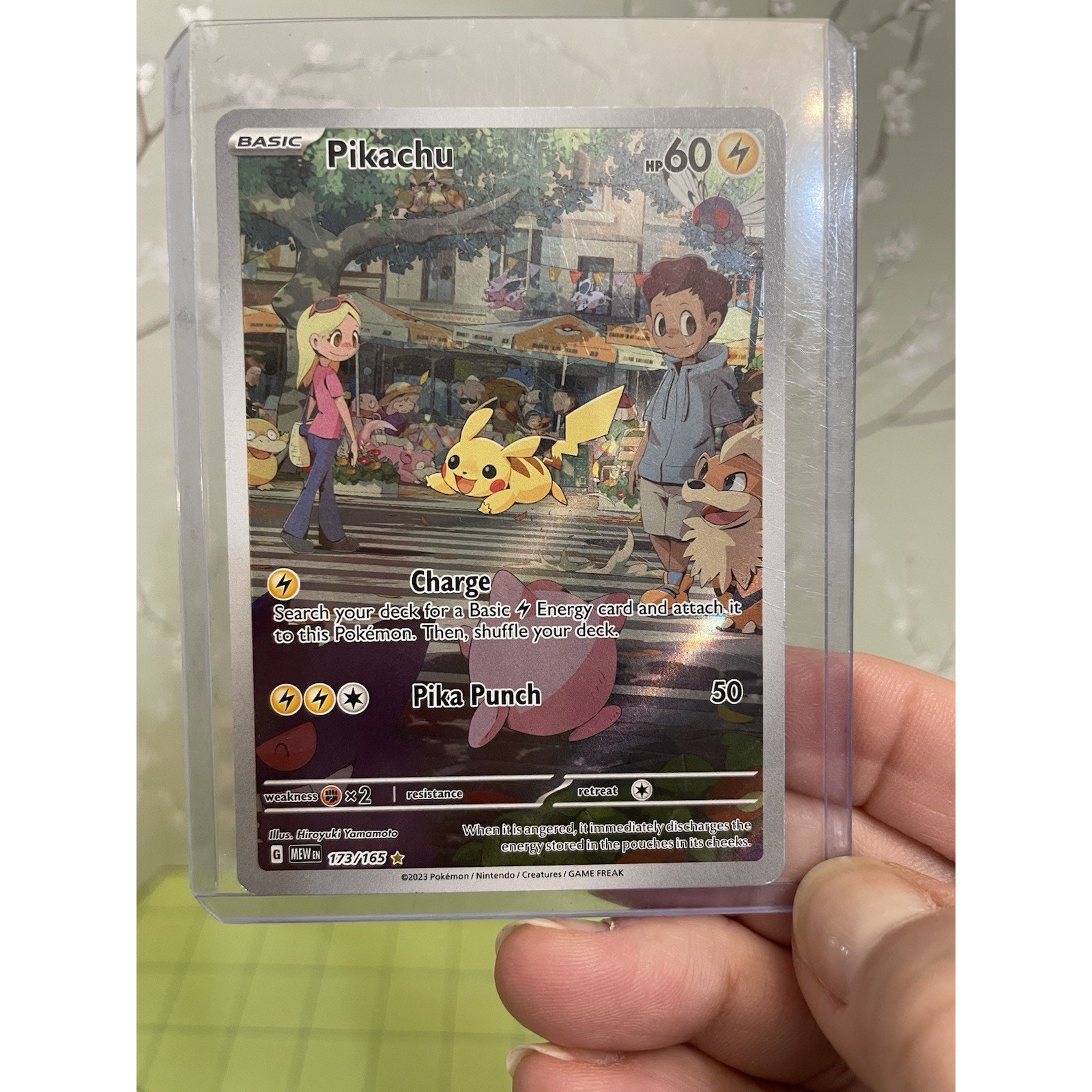 Pokémon Pikachu Card 173/165 Scarlet And Violet 151 Illustration w/ Sleeve ~Rare