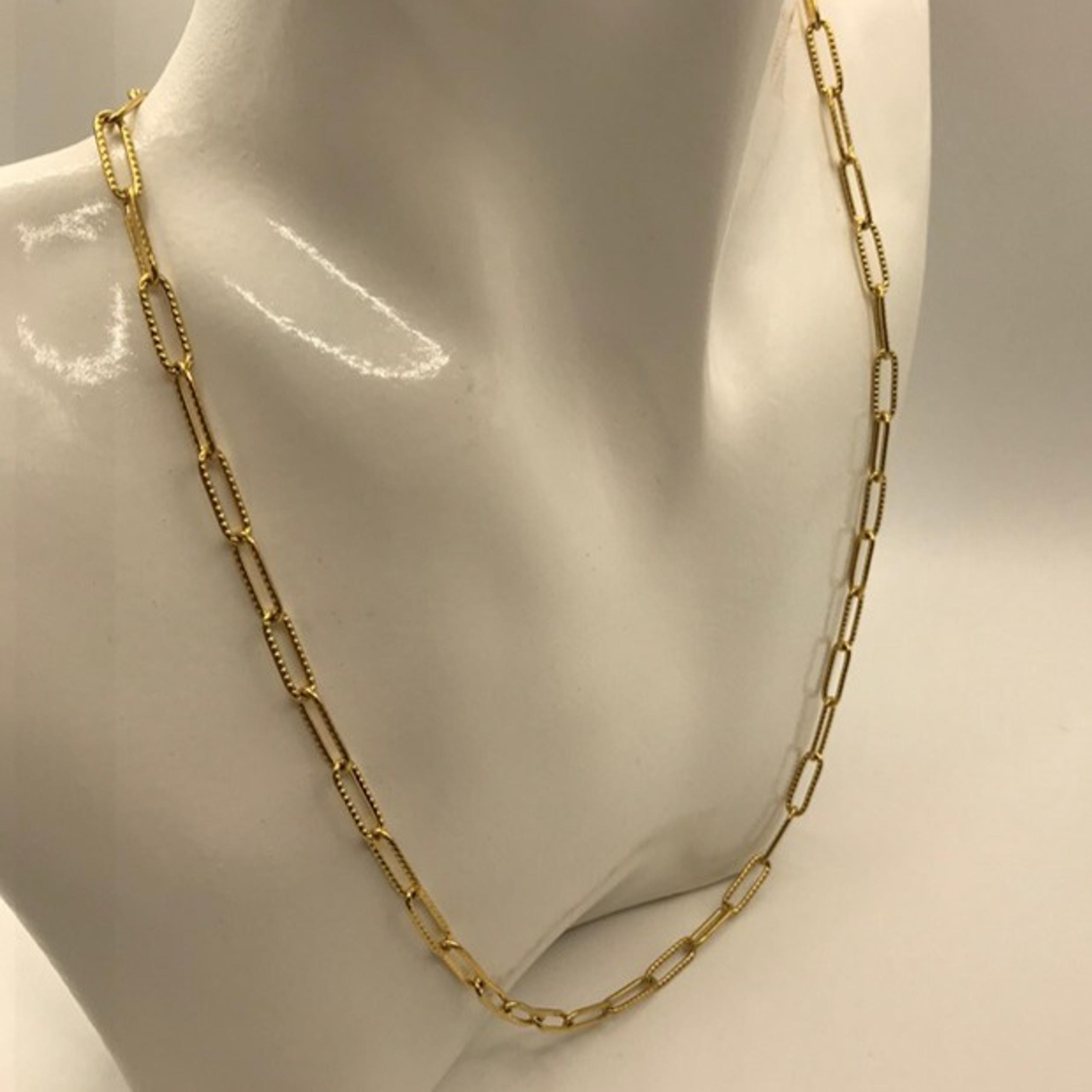 Paperclip Cable Chain Textured 18 inch Real 18K Gold Plated over Stainless Steel