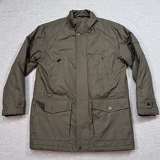 Mens Olive Green Insulated Winter Jacket With Quilted Lining Multiple Pockets &