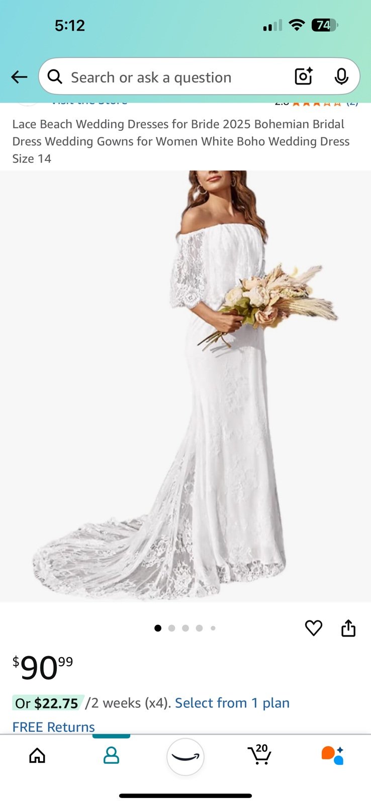 Off Shoulder Wedding Dress