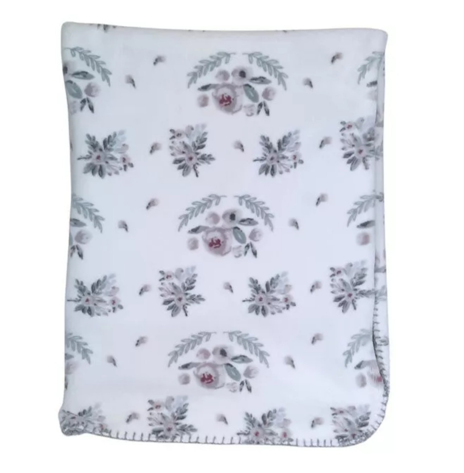 Baby Amari Floral Leaf Gray Back Security Lovey Baby Blanket 29 X 38