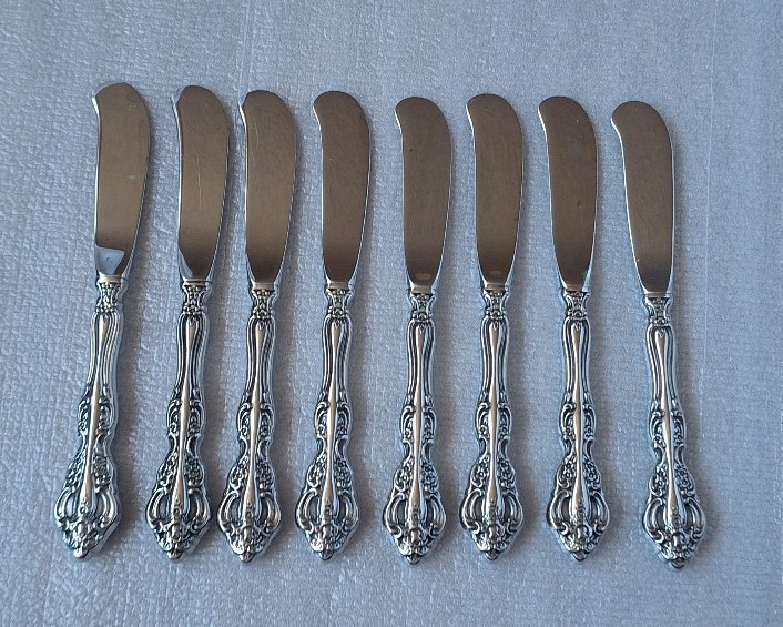 8 Oneida Michelangelo Cube Stainless Butter Knife Spreader