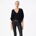 NWT IRO Haru V-Neck Sweater Top Pullover Black Wool Cashmere Loose Fit Draped XS