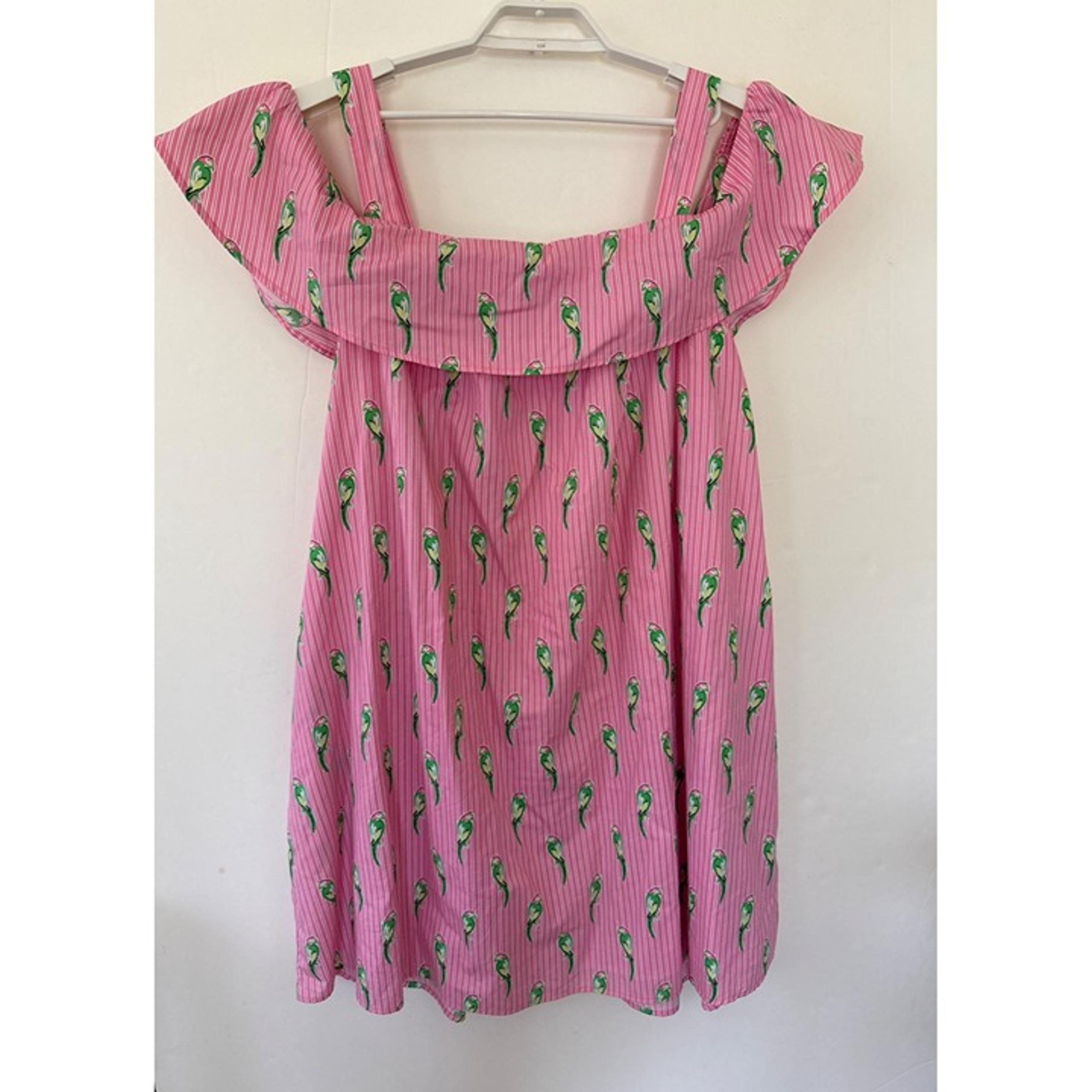 Crown & Ivy Womens Pink Parrot Print Off-Shoulder Dress 3X 100% Cotton