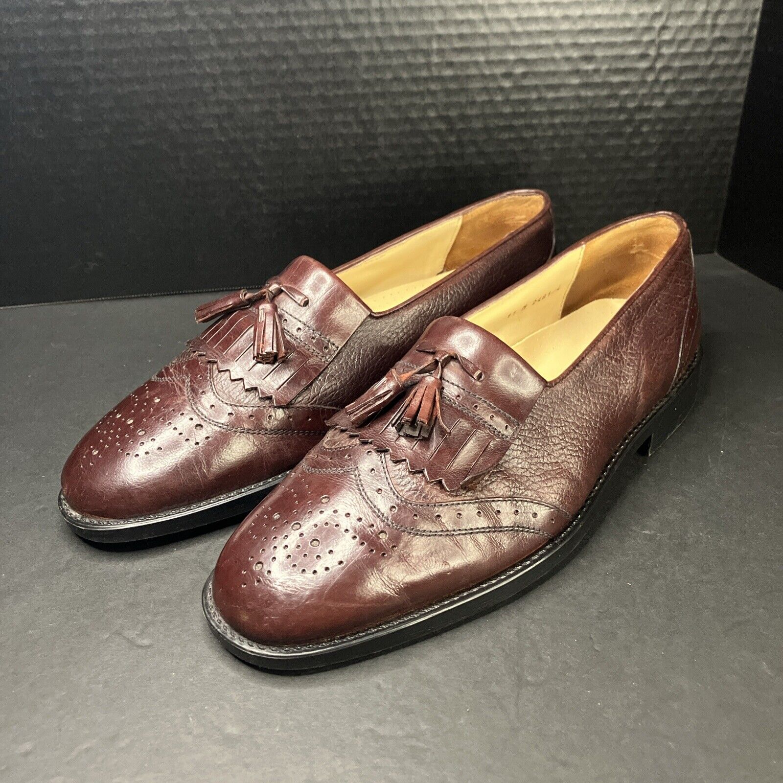 STANLEY BLACKER ITALY BROWN/BURGUNDY LEATHER 11 M SLIP ON MEN'S SHOES 2481/4