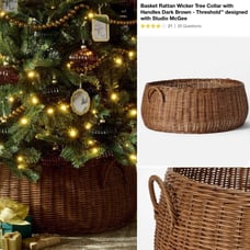 Brand New Basket Rattan wicker Tree Collar With Handles Dark Brown- Studio McGee