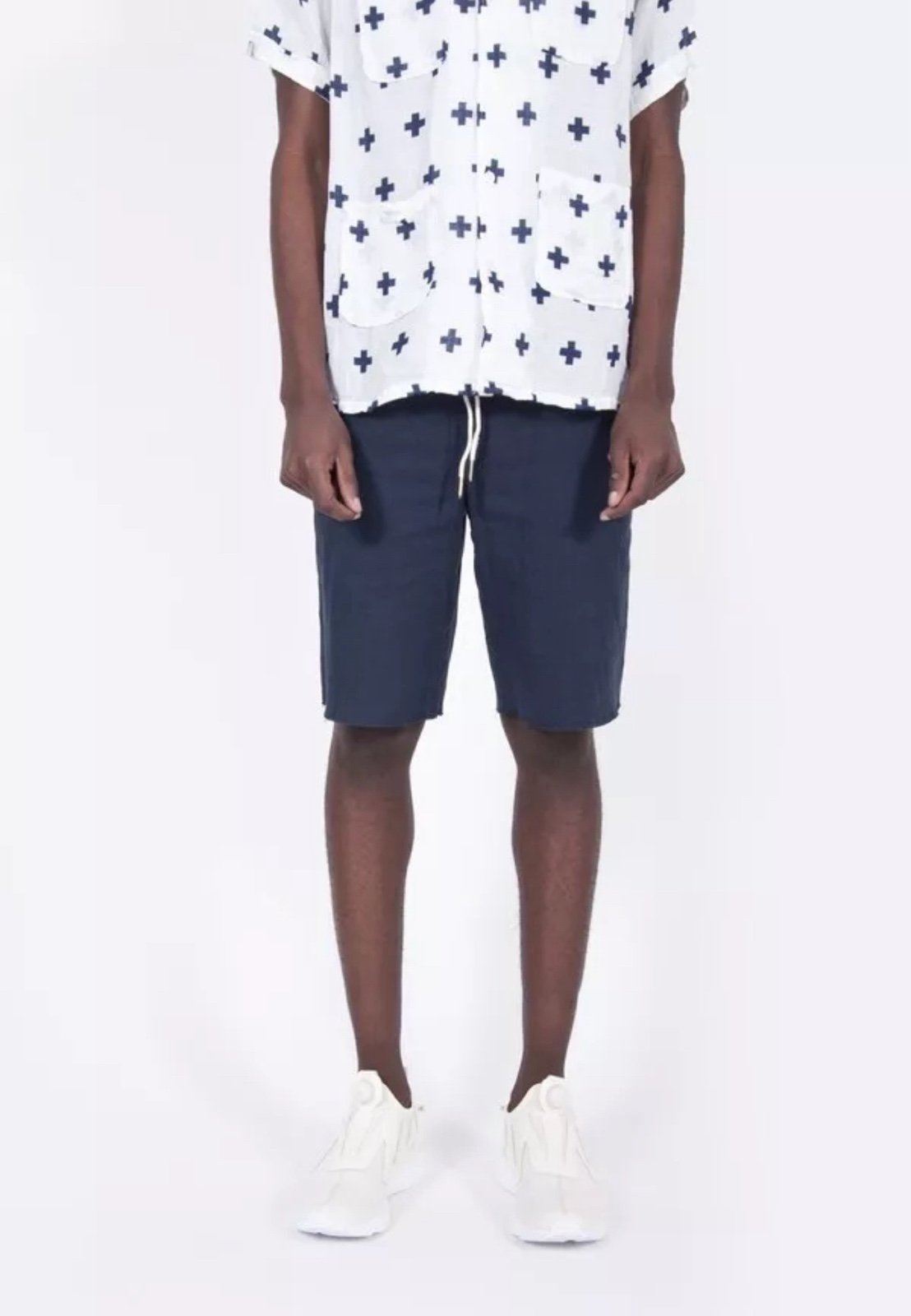 Sold Out Aime Leon Dore New York Navy Cotton Raw Edge Basketball Shorts
