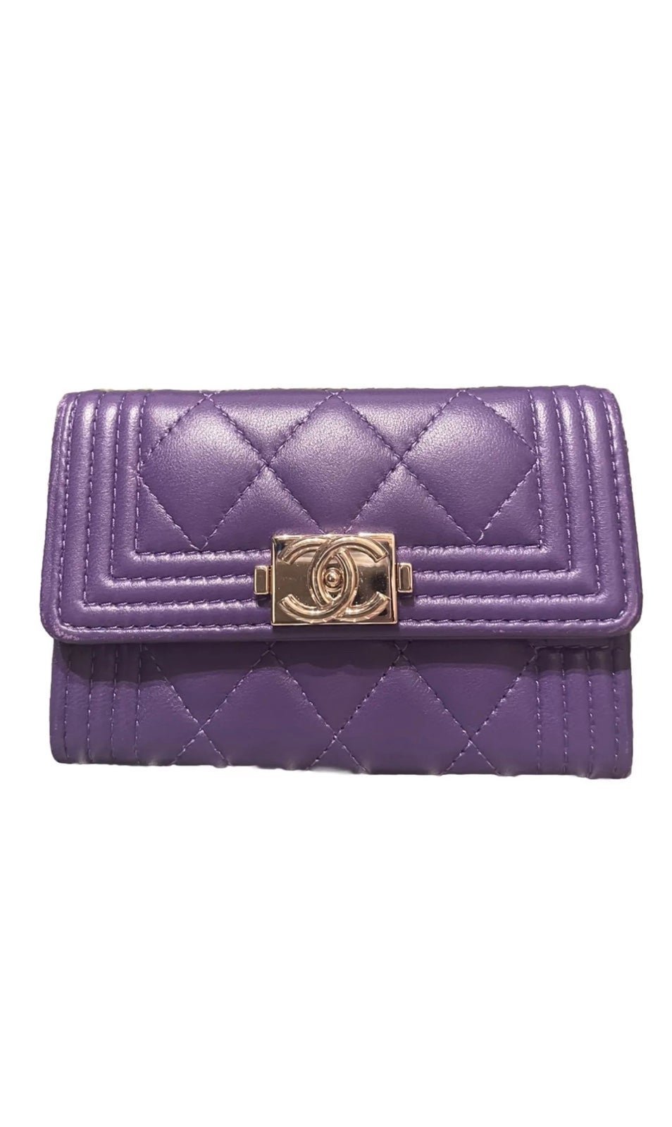 Chanel Purple Quilted Boy Cardholder