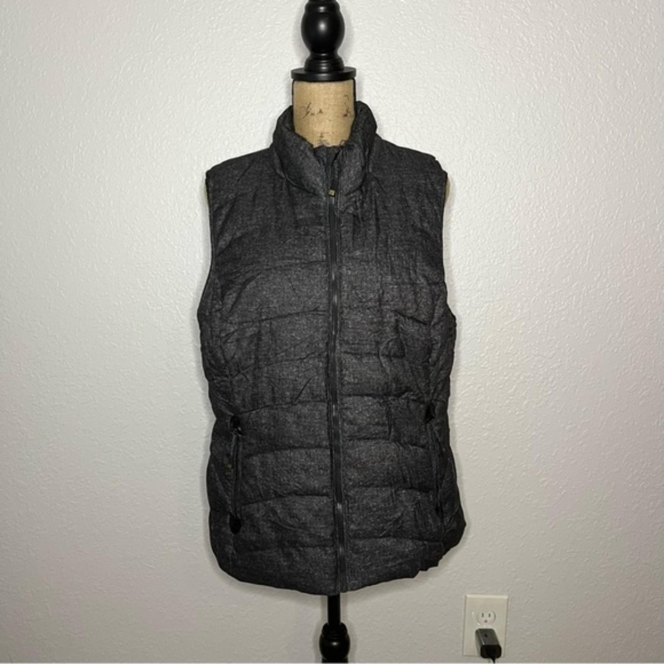 Green Tea Womens Grey Puffer Faux Fur Lined Vest Pockets sz XL Warm Winter