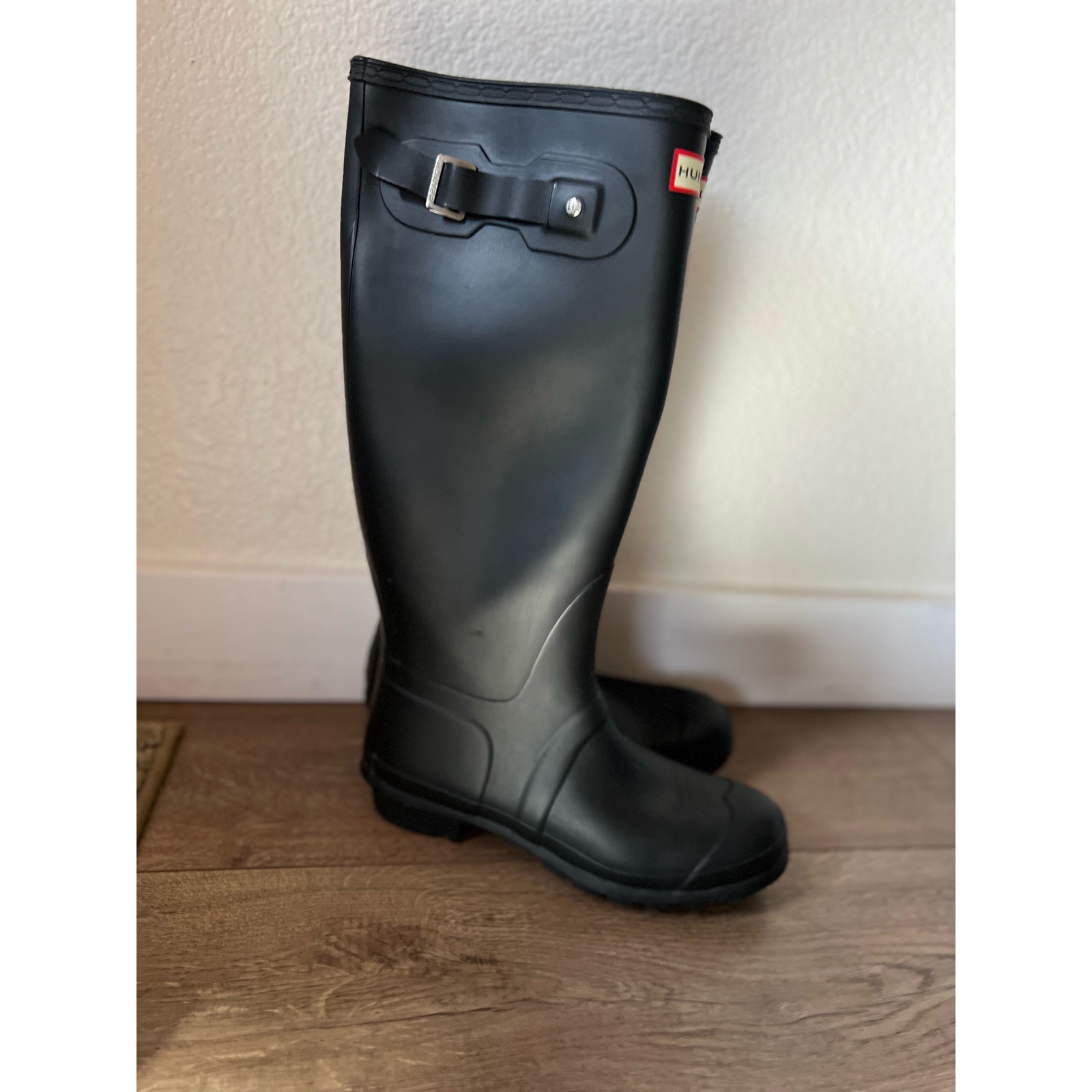 Hunter Black Matte Tall Rubber Boots Size 9